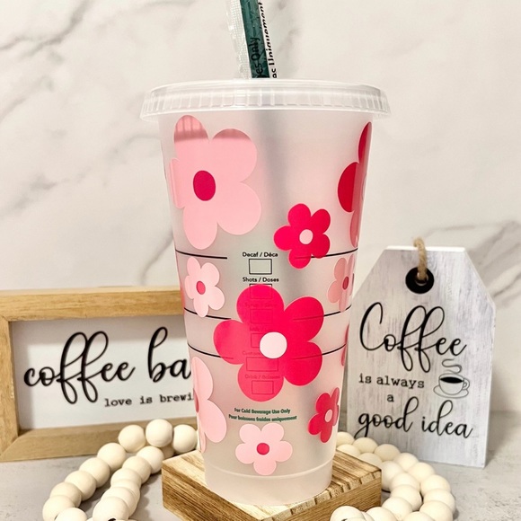 🩷Rose and Pink Retro Daisy Starbucks Cup🩷 - Picture 3 of 4